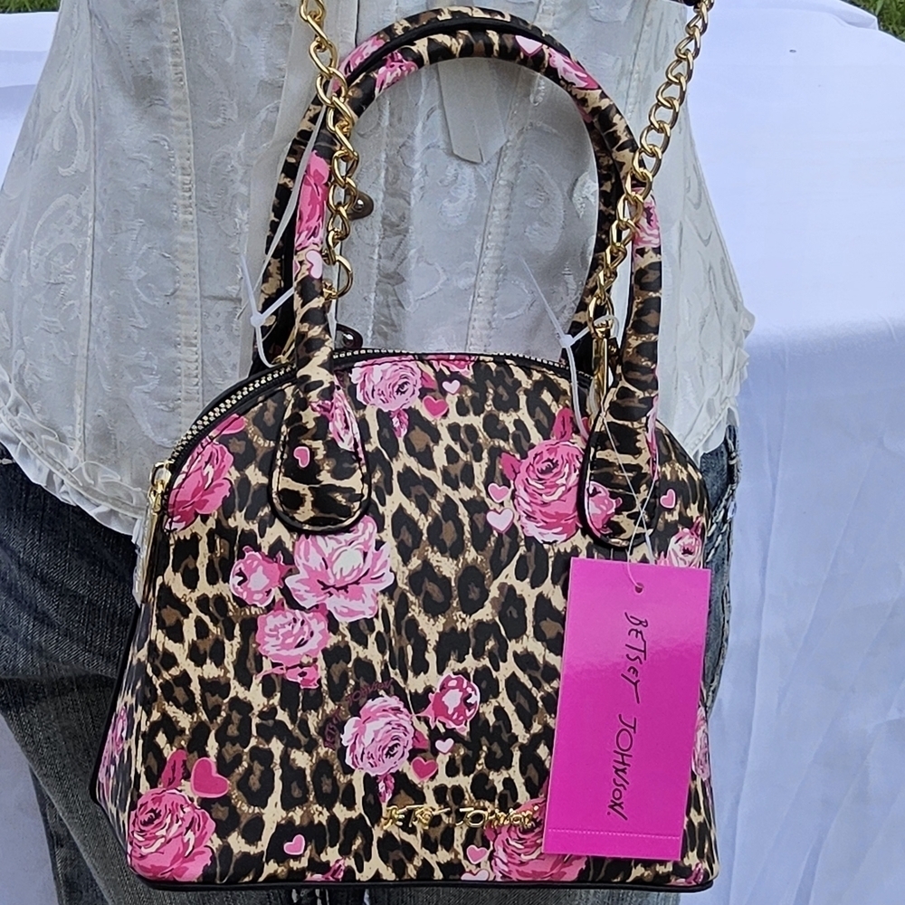 Betsey Johnson Pink and Brown Leopard Print Bag - Picture 4 of 6